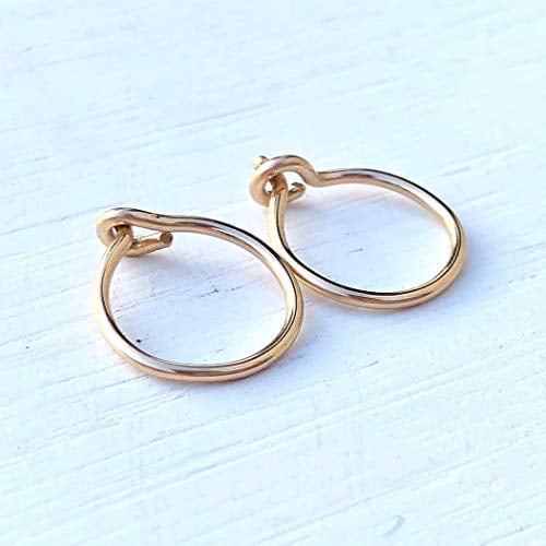 Holiday Blue 14K GF Yellow Gold Huggie Earrings Pierced child Girl Small Gift